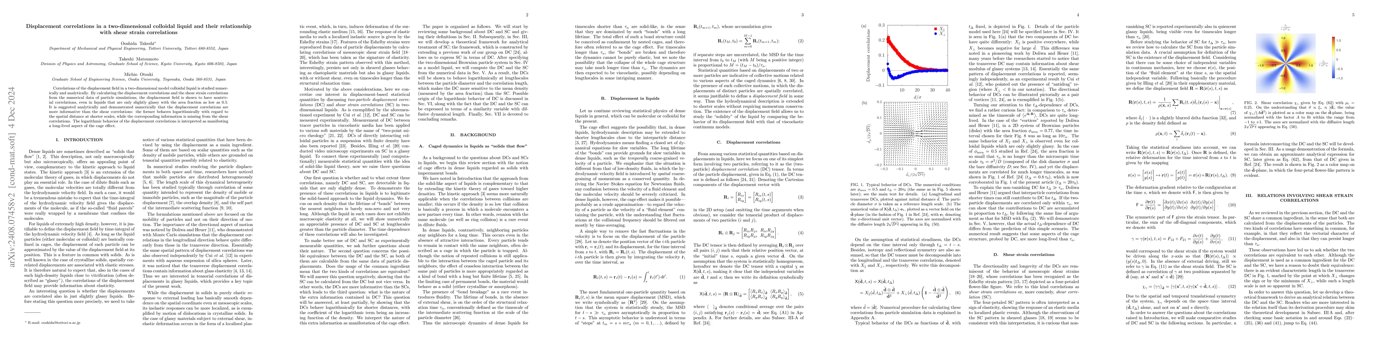Thumbnail for Displacement correlations in a two-dimensional colloidal liquid and
  their relationship with shear strain correlations
