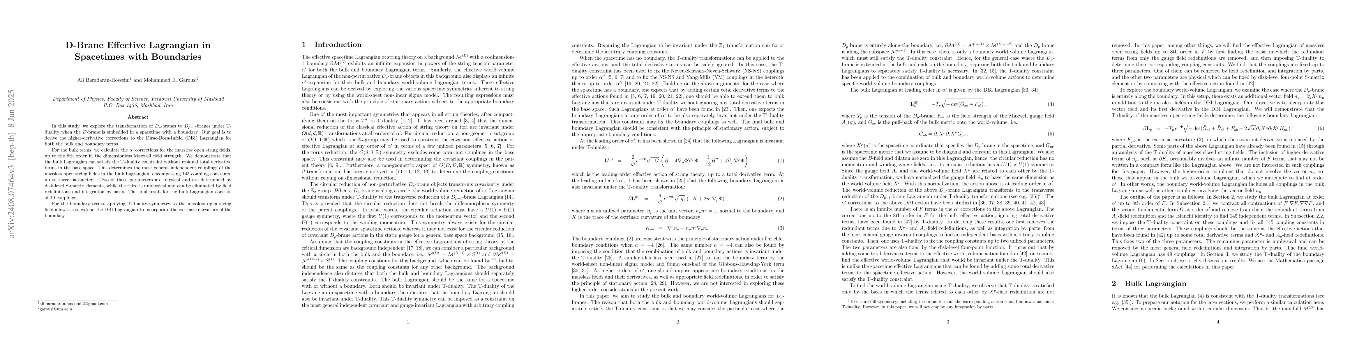 Thumbnail for D-Brane Effective Lagrangian in Spacetimes with Boundaries