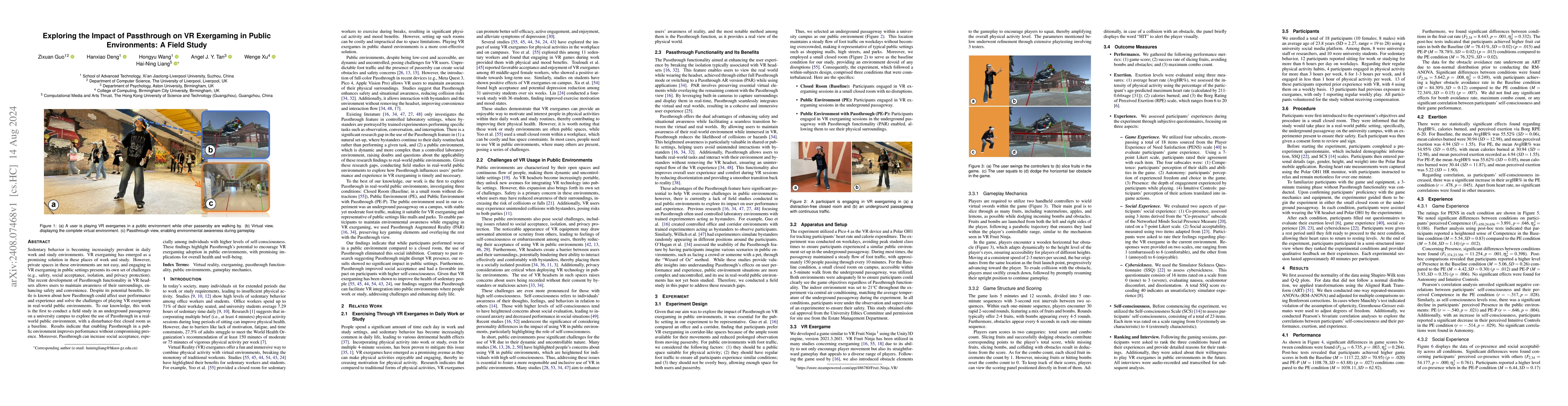 Thumbnail for Exploring the Impact of Passthrough on VR Exergaming in Public
  Environments: A Field Study