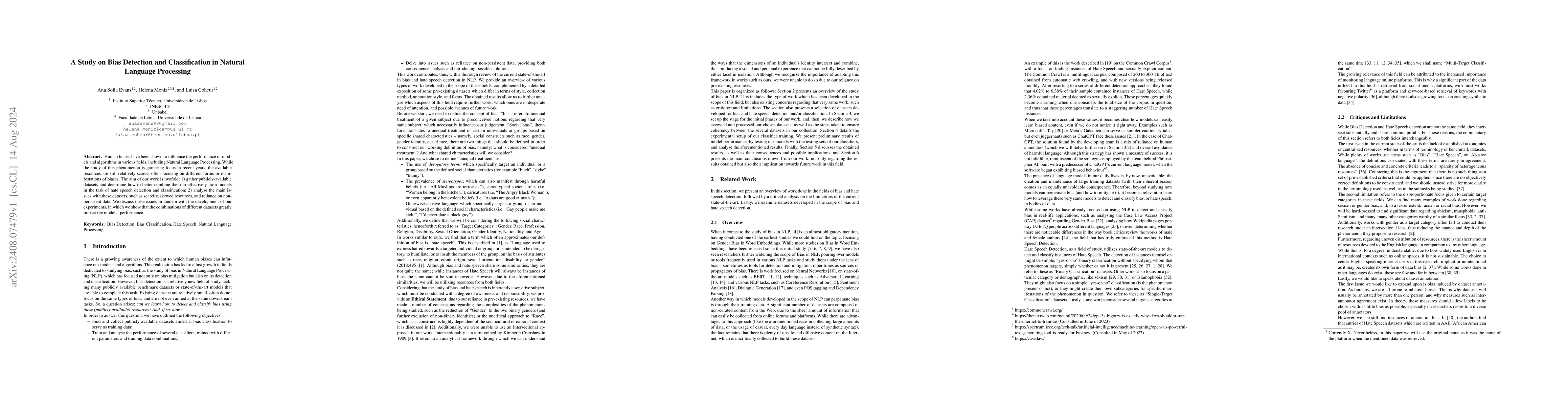 Thumbnail for A Study on Bias Detection and Classification in Natural Language
  Processing