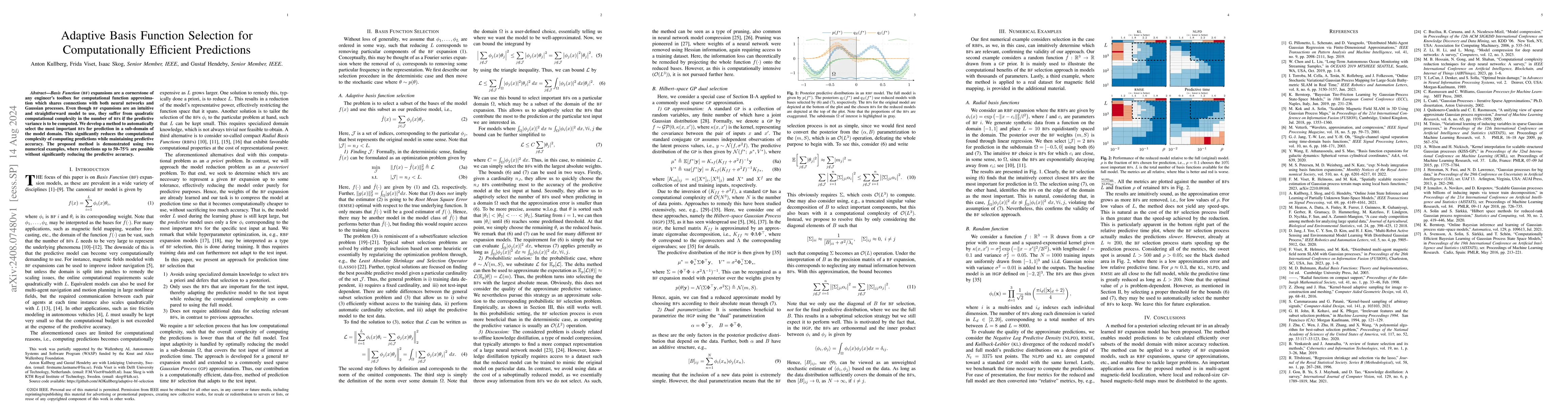 Thumbnail for Adaptive Basis Function Selection for Computationally Efficient
  Predictions