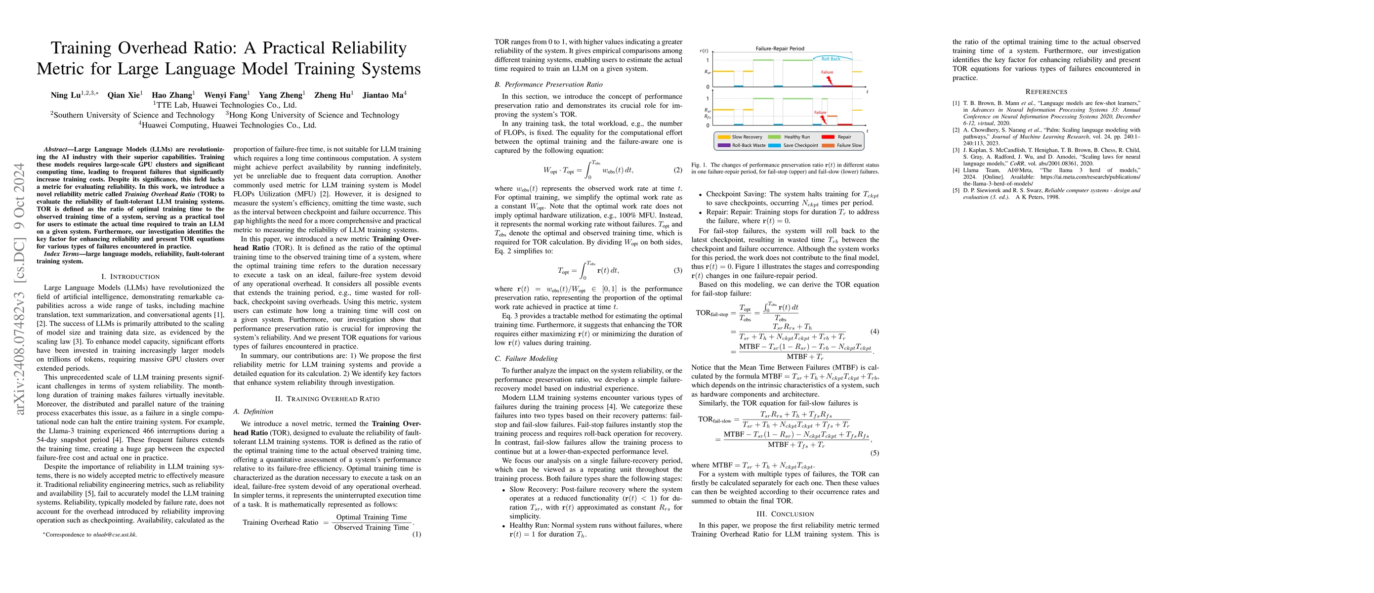 Thumbnail for Training Overhead Ratio: A Practical Reliability Metric for Large
  Language Model Training Systems