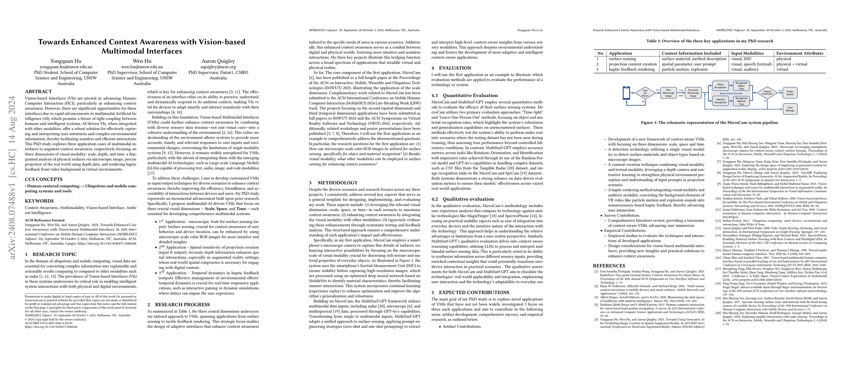 Thumbnail for Towards Enhanced Context Awareness with Vision-based Multimodal
  Interfaces