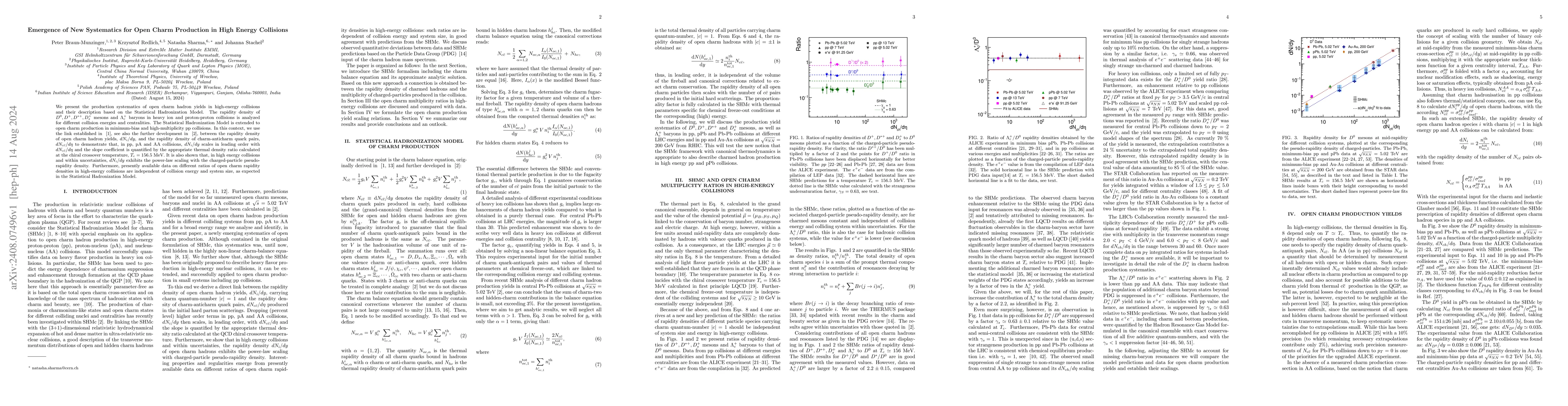 Thumbnail for Emergence of New Systematics for Open Charm Production in High Energy
  Collisions