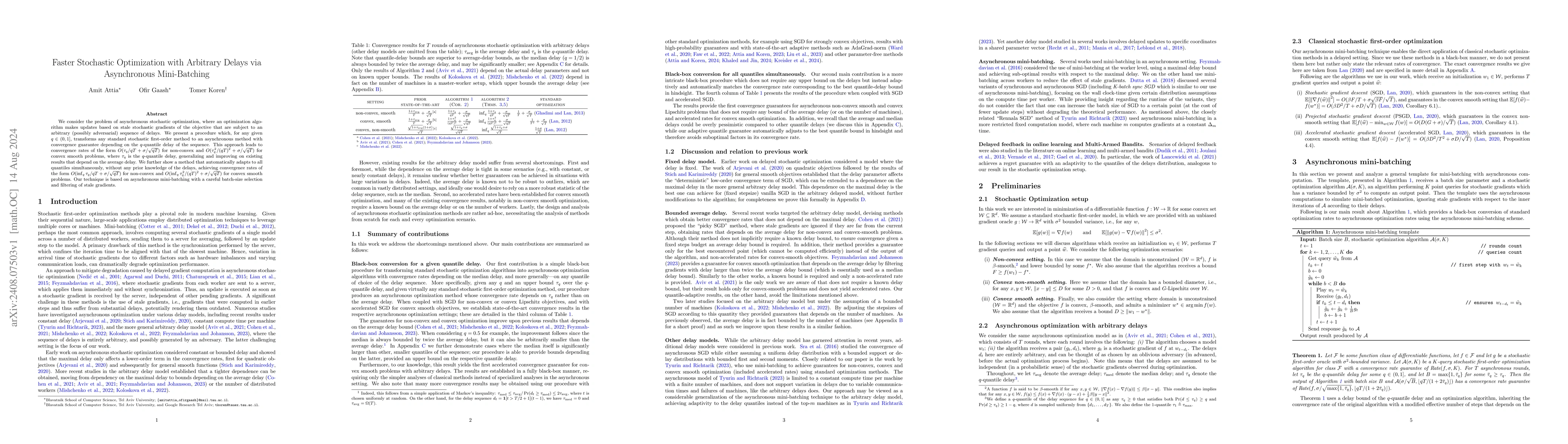 Thumbnail for Faster Stochastic Optimization with Arbitrary Delays via Asynchronous
  Mini-Batching