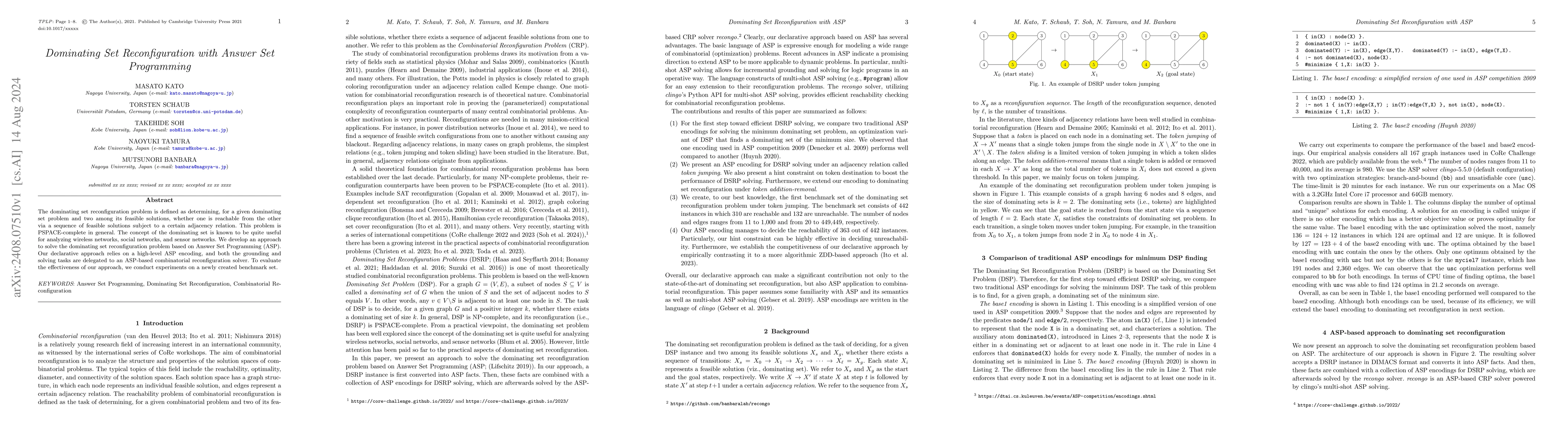 Thumbnail for Dominating Set Reconfiguration with Answer Set Programming