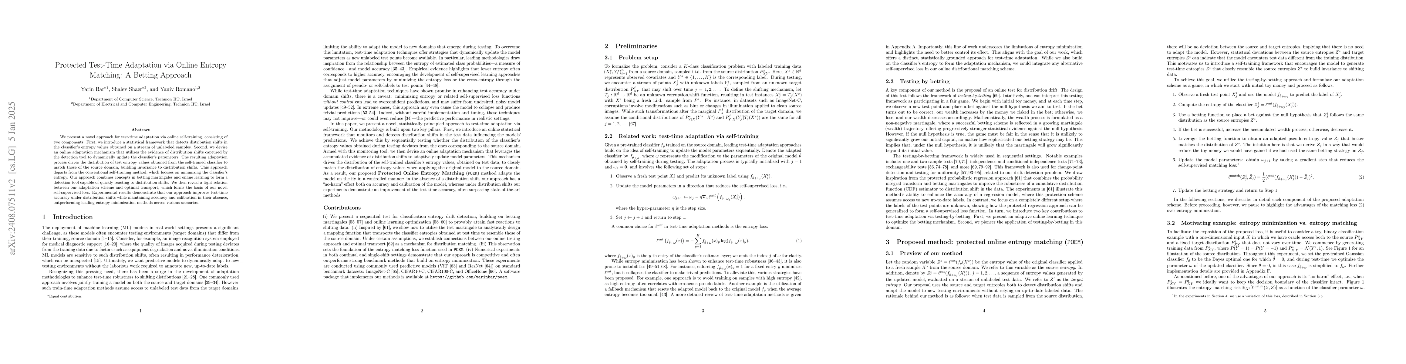 Thumbnail for Protected Test-Time Adaptation via Online Entropy Matching: A Betting
  Approach