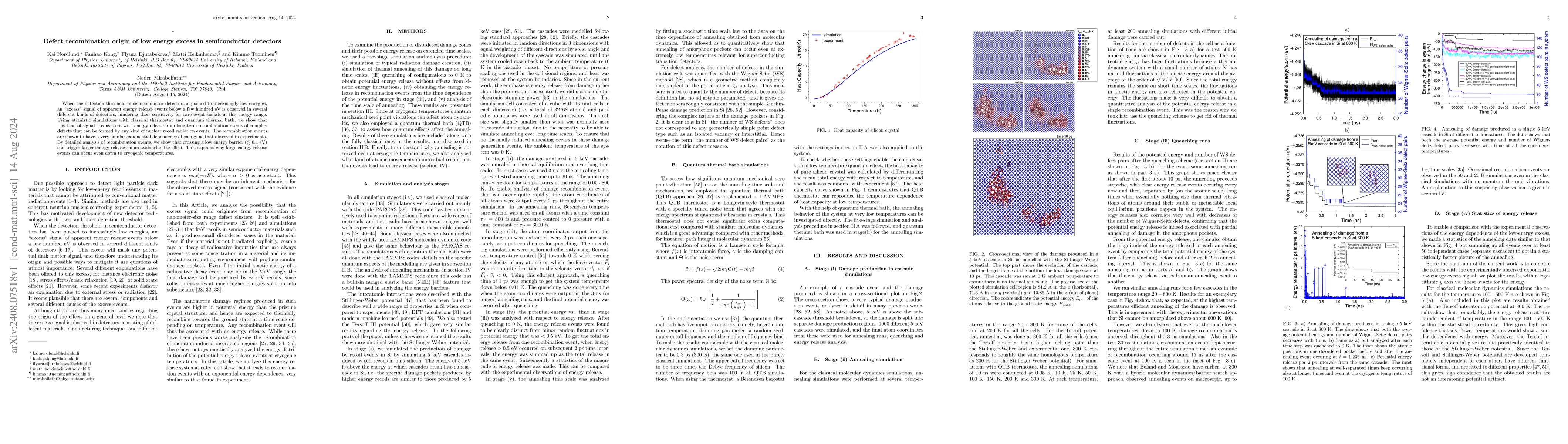 Thumbnail for Defect recombination origin of low energy excess in semiconductor
  detectors