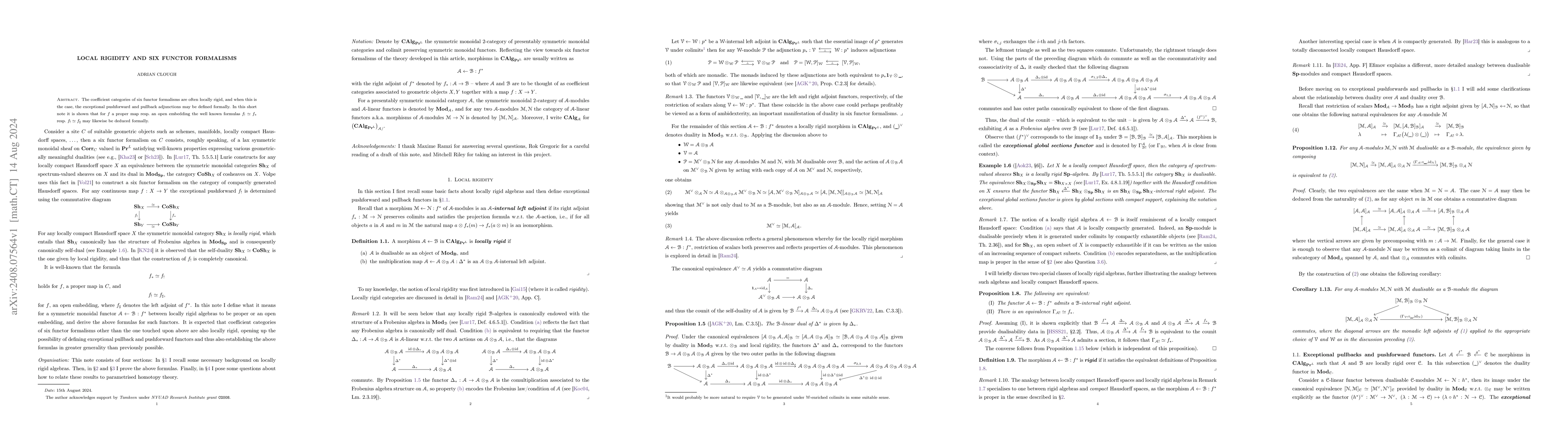 Thumbnail for Local Rigidity and Six Functor Formalisms