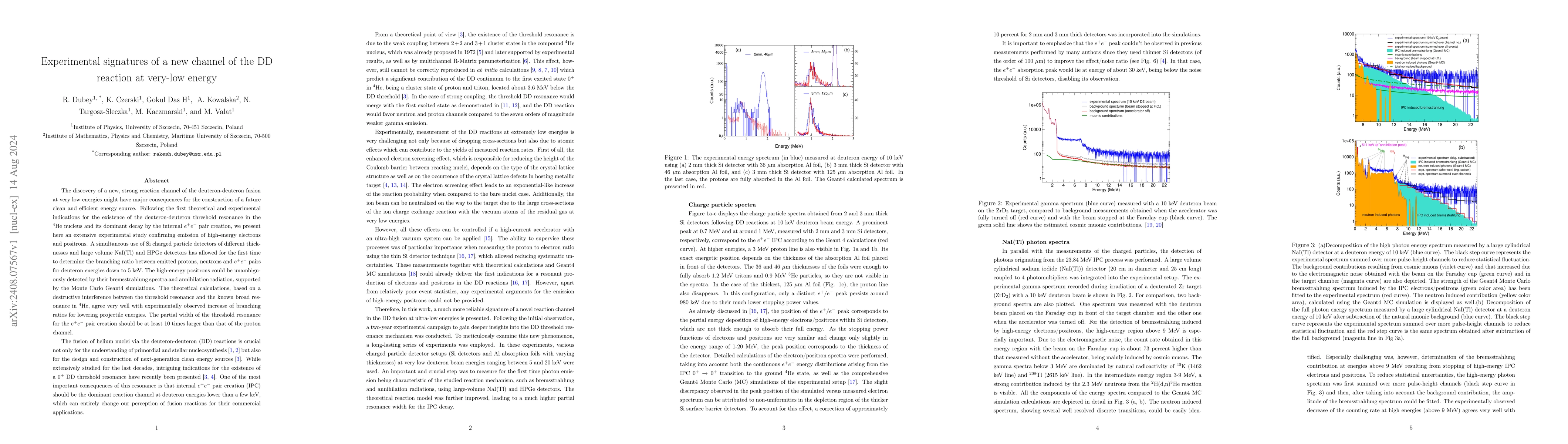 Thumbnail for Experimental signatures of a new channel of the DD reaction at very-low
  energy