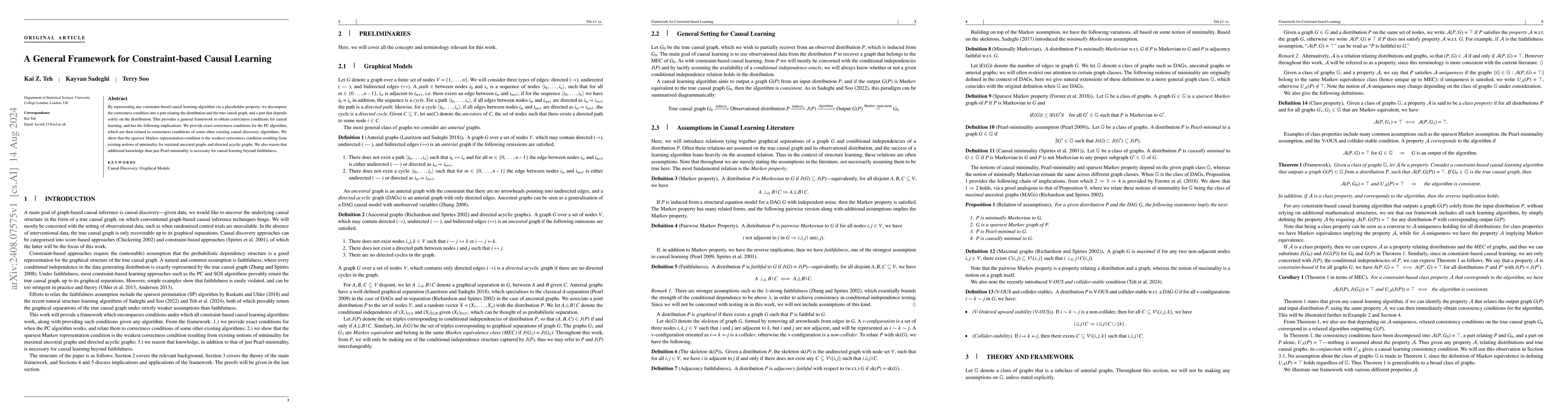 Thumbnail for A General Framework for Constraint-based Causal Learning