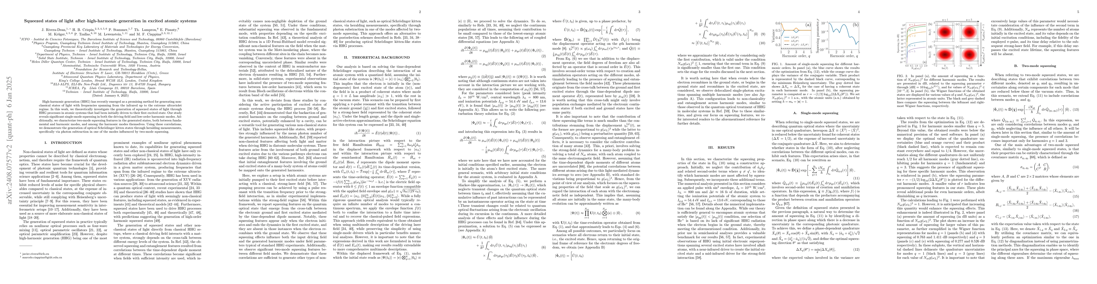 Thumbnail for Squeezed states of light after high-harmonic generation in excited
  atomic systems