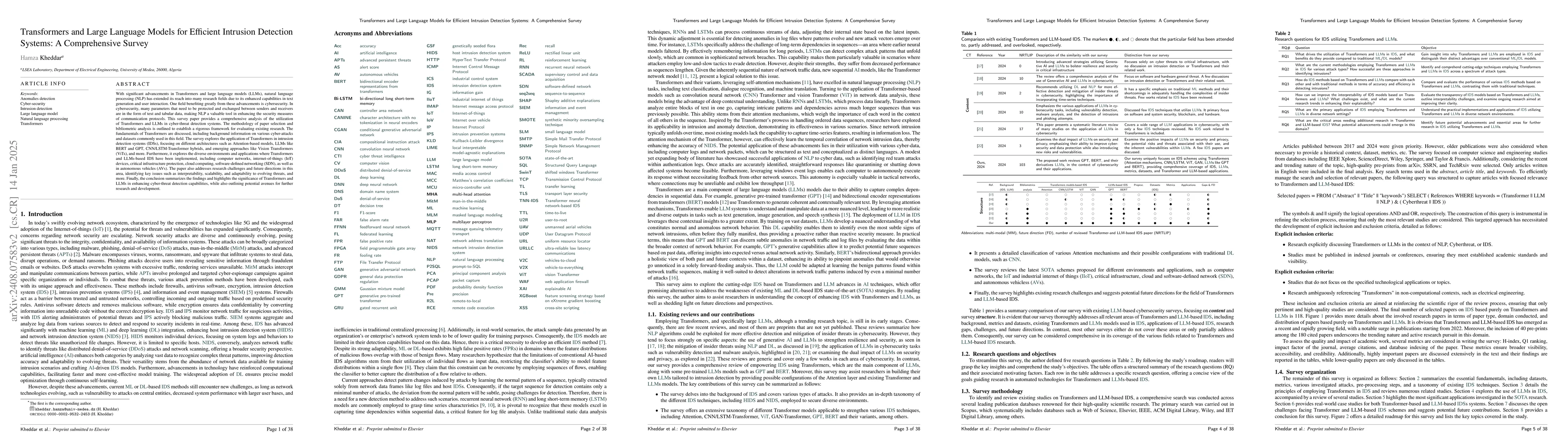 Thumbnail for Transformers and Large Language Models for Efficient Intrusion Detection
  Systems: A Comprehensive Survey