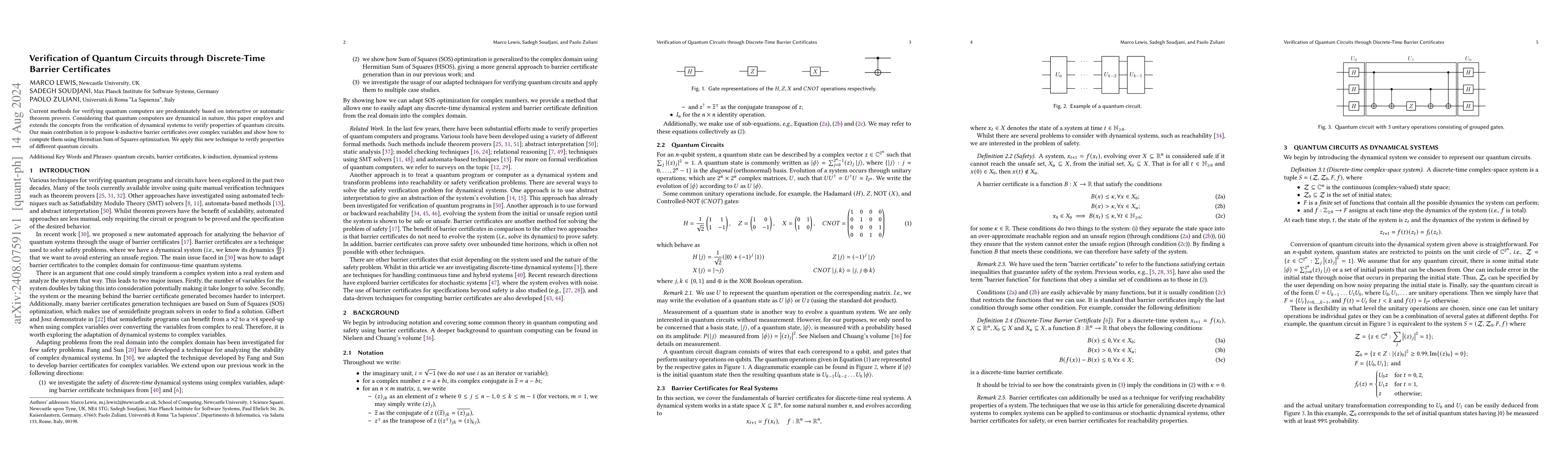 Thumbnail for Verification of Quantum Circuits through Discrete-Time Barrier
  Certificates