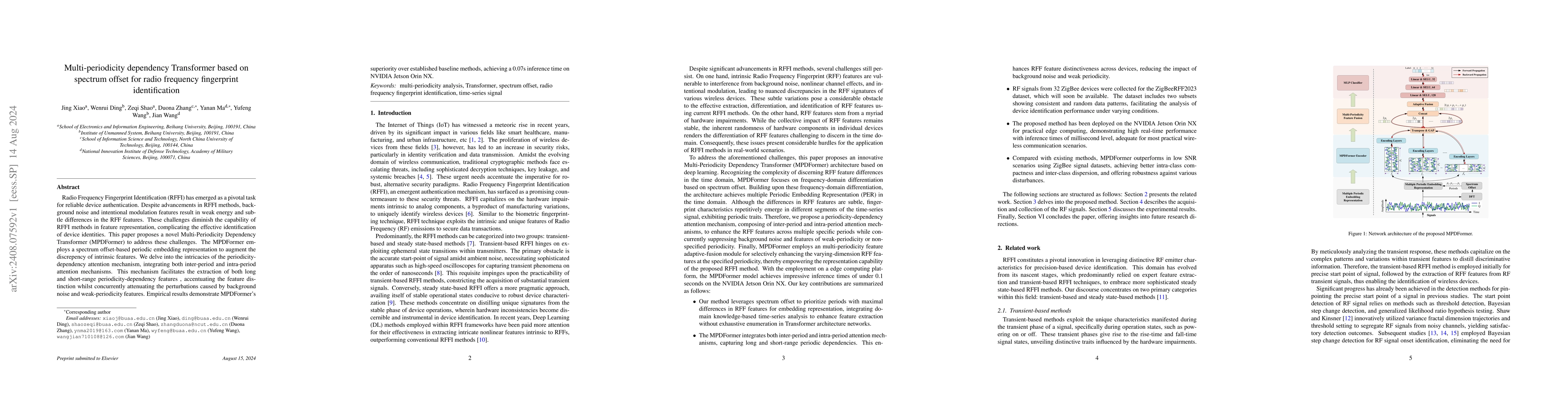 Thumbnail for Multi-periodicity dependency Transformer based on spectrum offset for
  radio frequency fingerprint identification