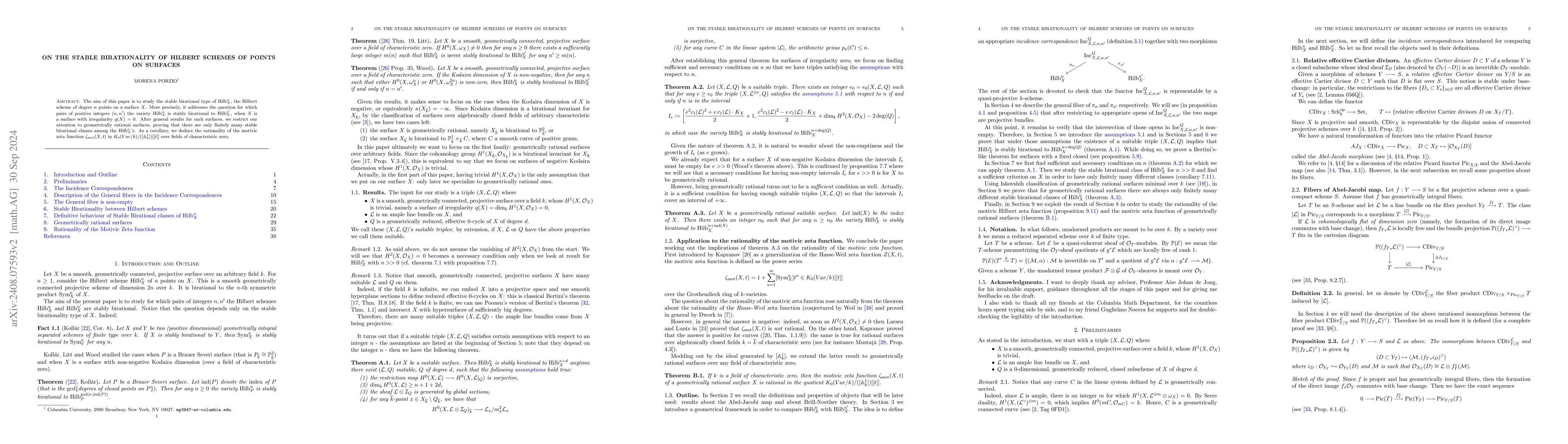 Thumbnail for On the Stable Birationality of Hilbert schemes of points on surfaces