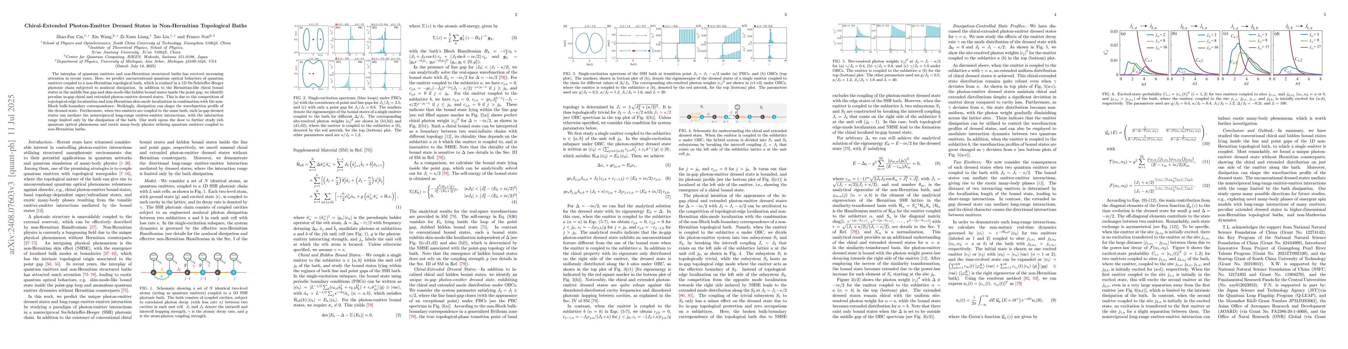 Thumbnail for Chiral-Extended Photon-Emitter Dressed States in Non-Hermitian
  Topological Baths