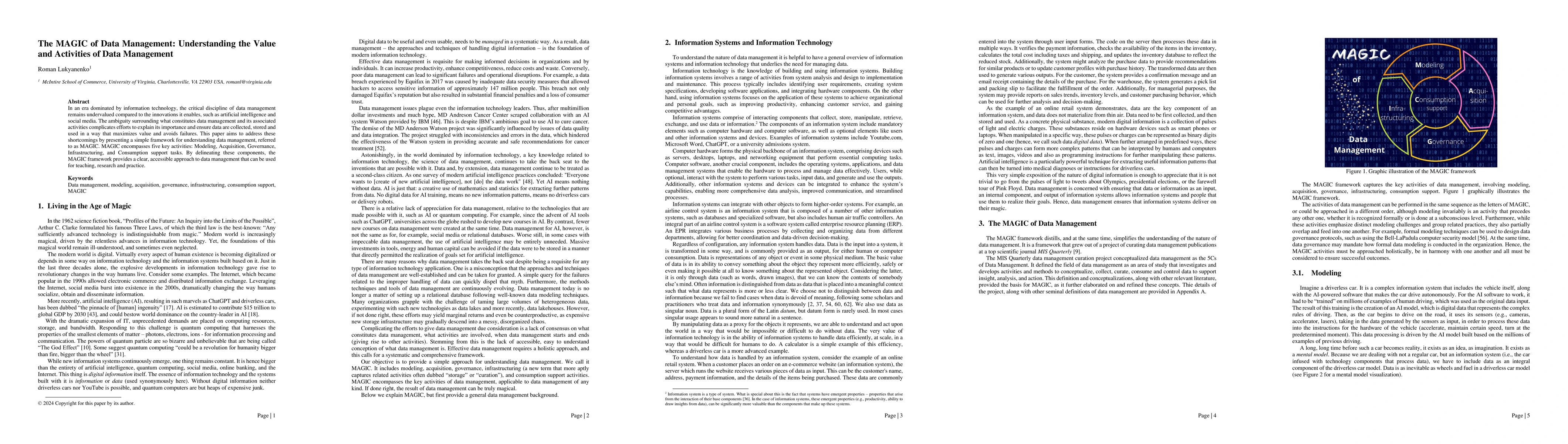 Thumbnail for The MAGIC of Data Management: Understanding the Value and Activities of
  Data Management