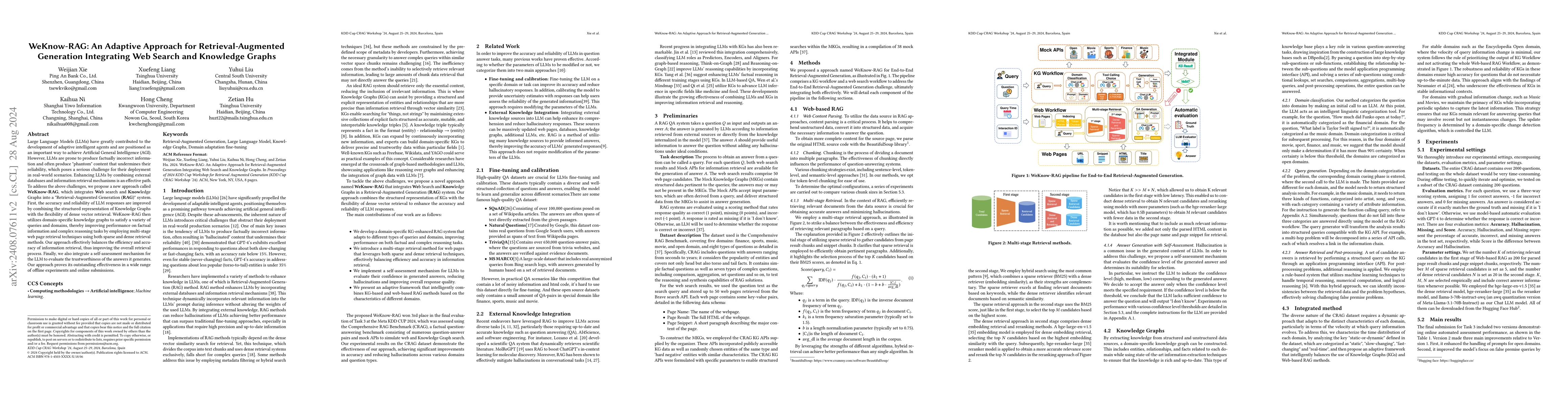 Thumbnail for WeKnow-RAG: An Adaptive Approach for Retrieval-Augmented Generation
  Integrating Web Search and Knowledge Graphs