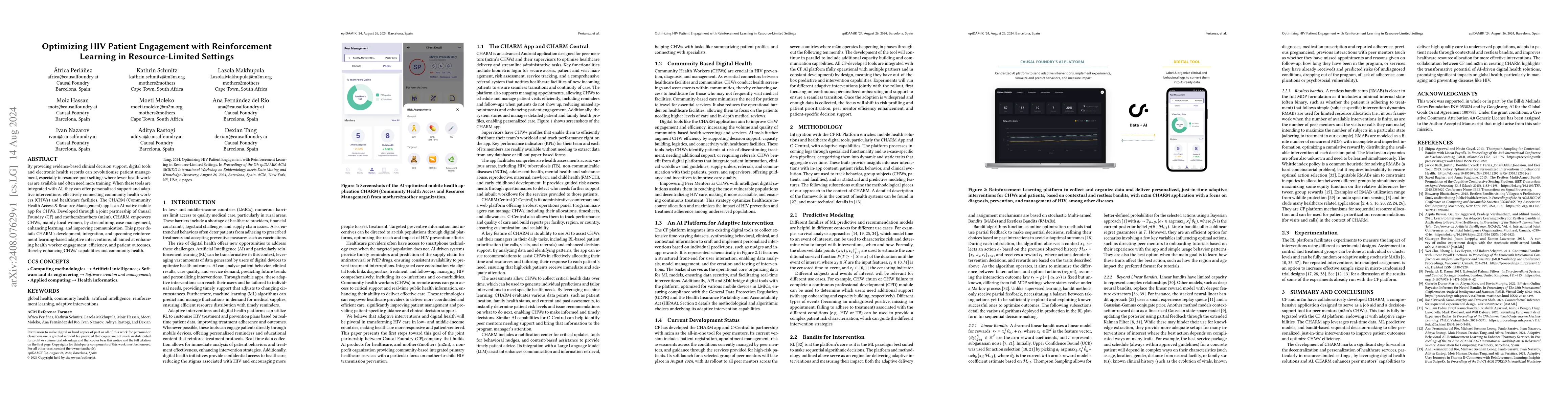 Thumbnail for Optimizing HIV Patient Engagement with Reinforcement Learning in
  Resource-Limited Settings
