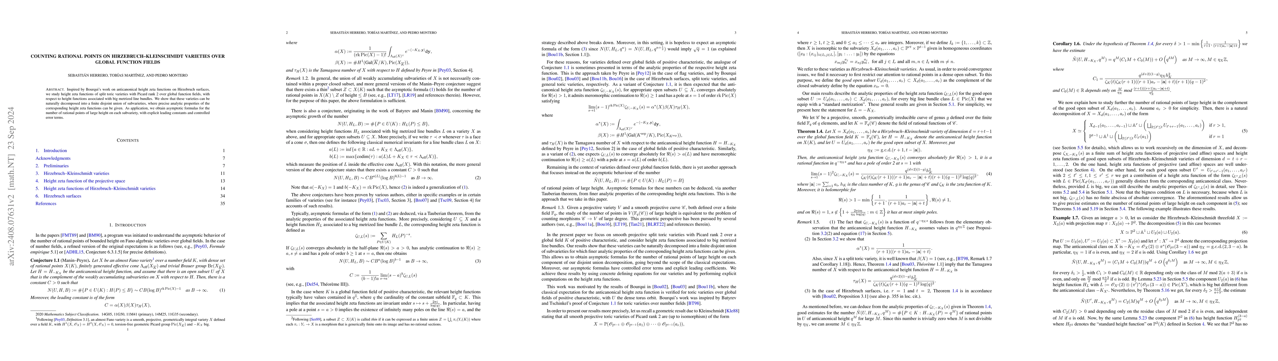Thumbnail for Counting rational points on Hirzebruch-Kleinschmidt varieties over
  global function fields