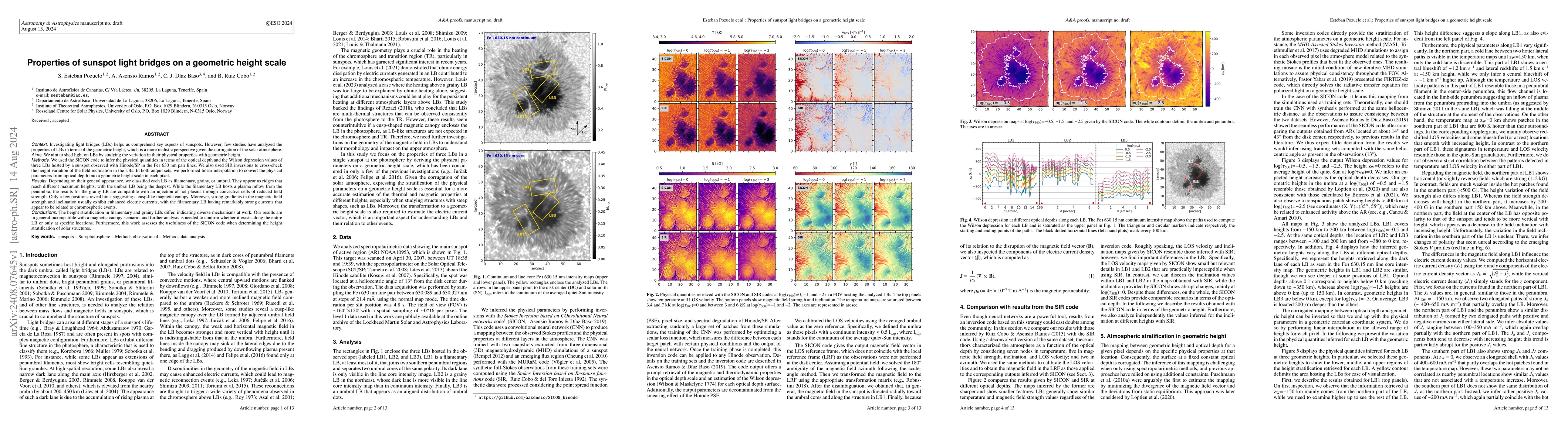 Thumbnail for Properties of sunspot light bridges on a geometric height scale