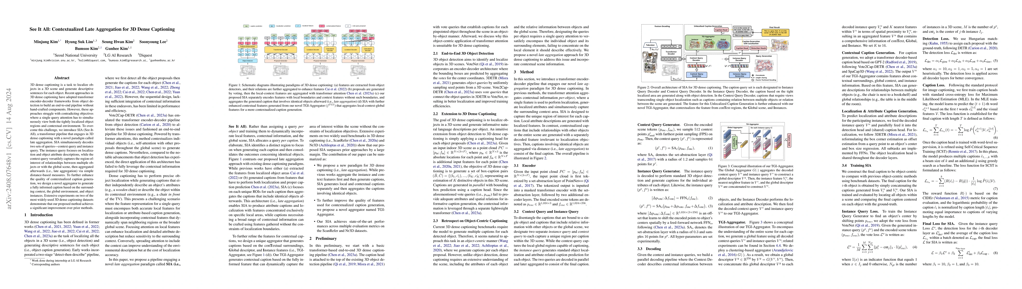 Thumbnail for See It All: Contextualized Late Aggregation for 3D Dense Captioning