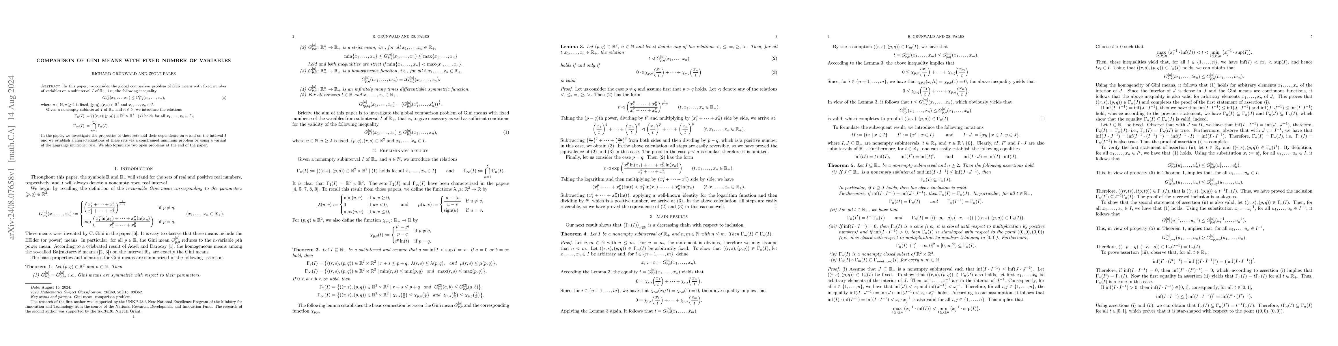 Thumbnail for Comparison of Gini means with fixed number of variables