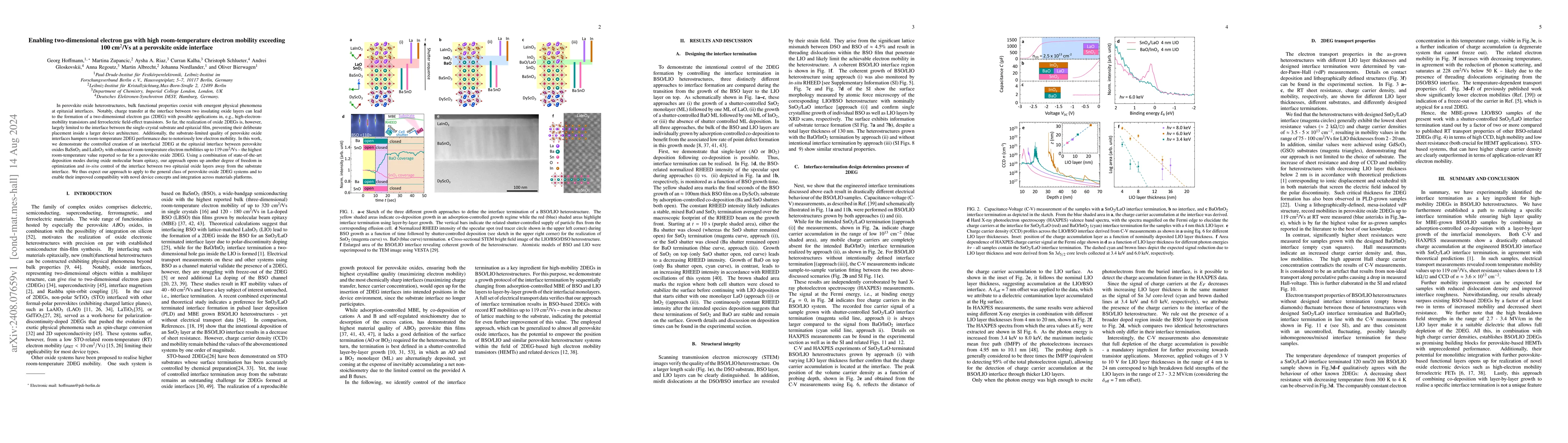 Thumbnail for Enabling two-dimensional electron gas with high room-temperature
  electron mobility exceeding 100 cm$^2$/Vs at a perovskite oxide interface