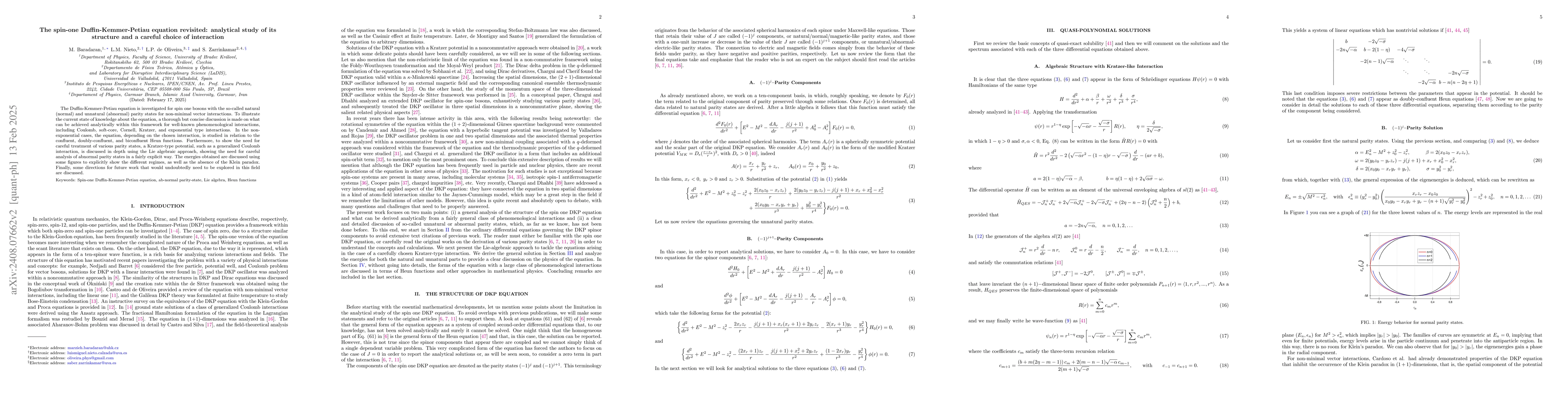 Thumbnail for The spin-one Duffin-Kemmer-Petiau equation revisited: analytical study
  of its structure and a careful choice of interaction