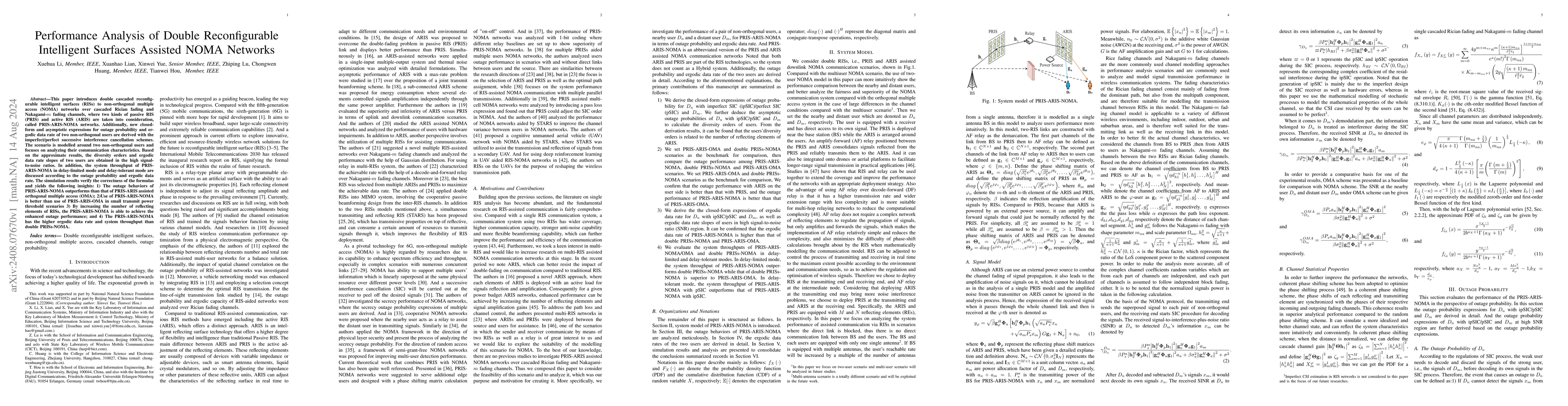 Thumbnail for Performance Analysis of Double Reconfigurable Intelligent Surfaces
  Assisted NOMA Networks