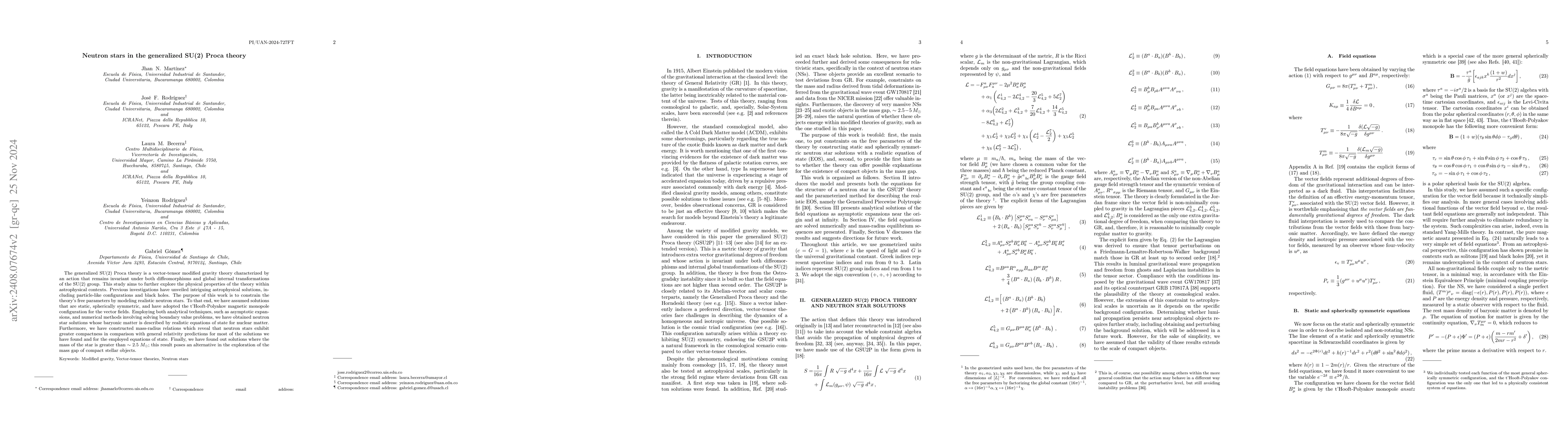 Thumbnail for Neutron stars in the generalized SU(2) Proca theory