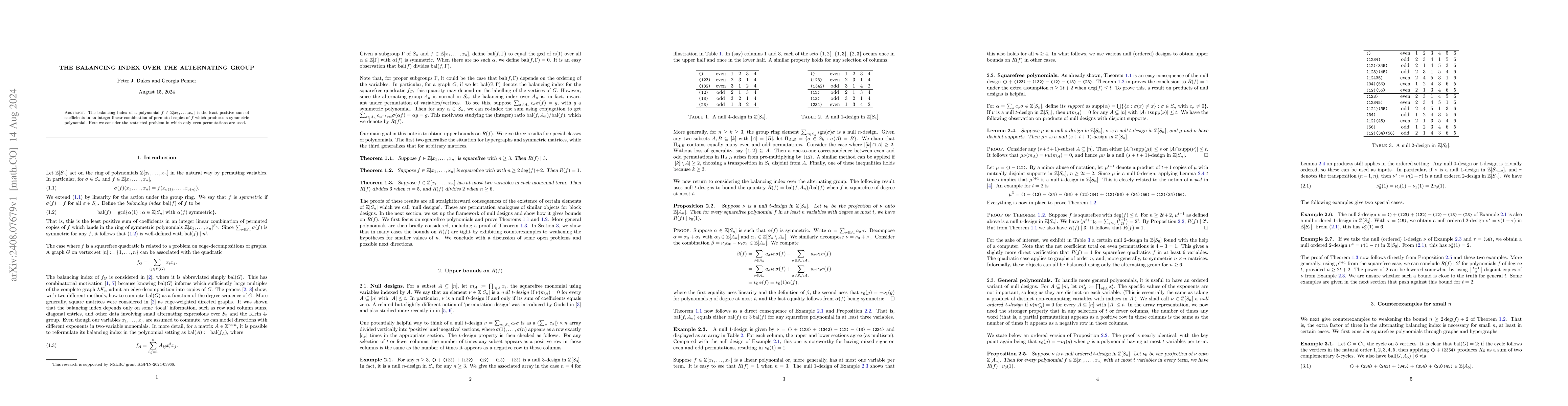 Thumbnail for The balancing index over the alternating group