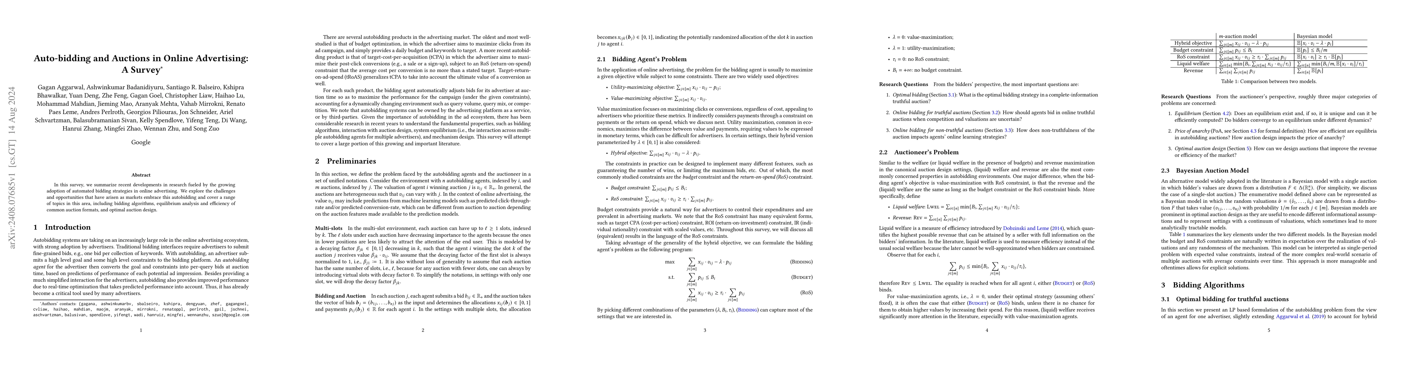 Thumbnail for Auto-bidding and Auctions in Online Advertising: A Survey