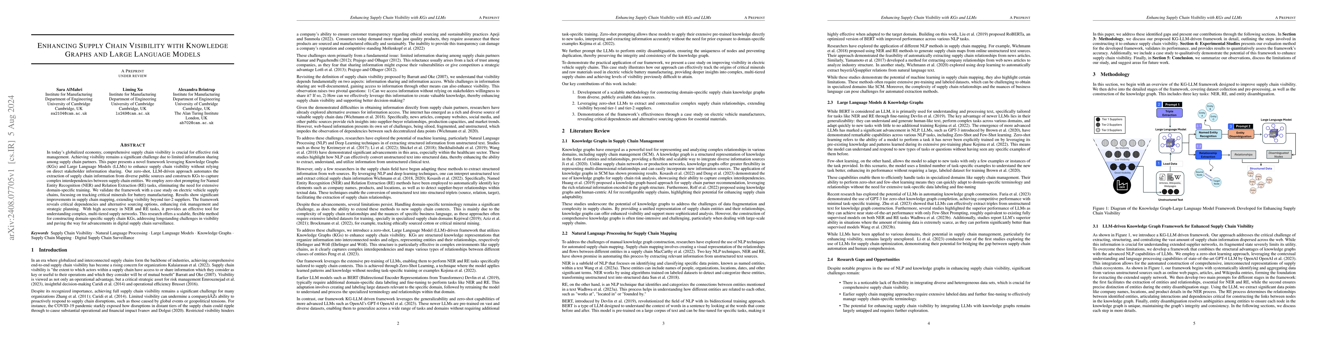 Thumbnail for Enhancing Supply Chain Visibility with Knowledge Graphs and Large
  Language Models