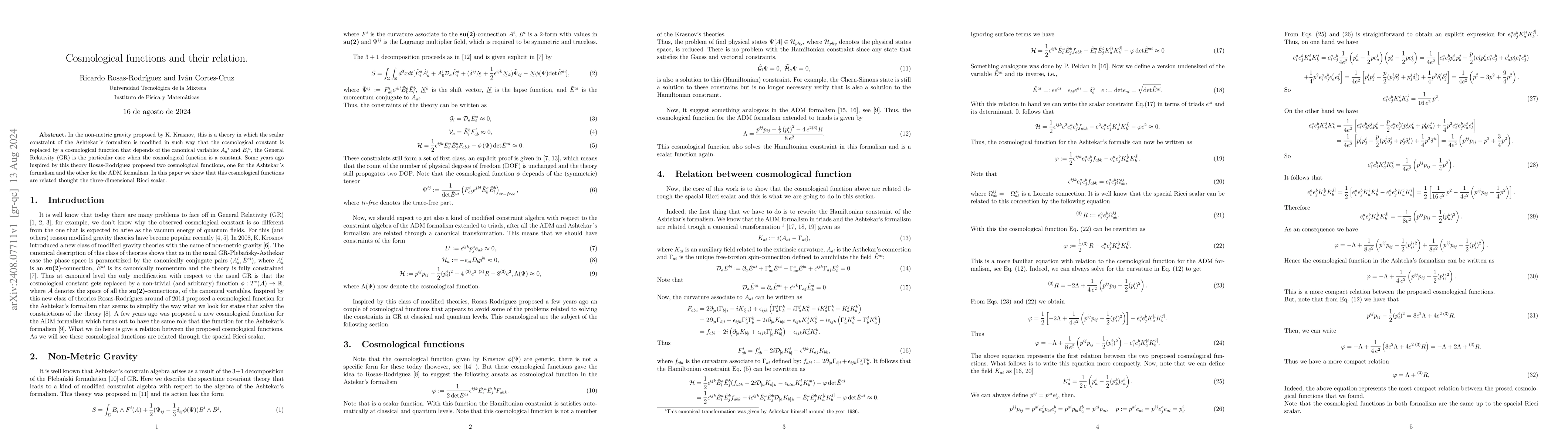 Thumbnail for Cosmological functions and their relation