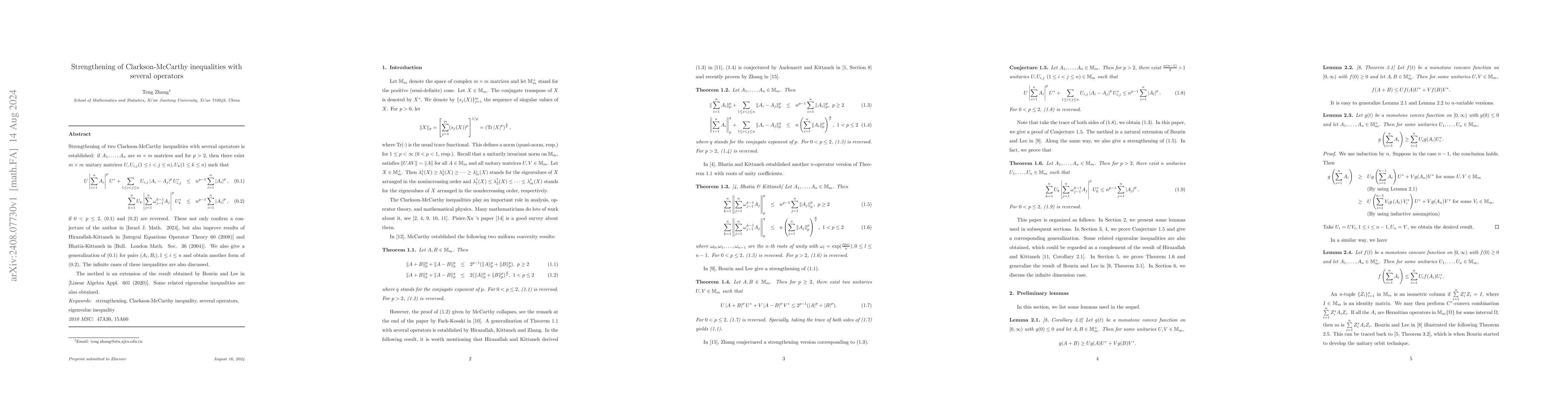 Thumbnail for Strengthening of Clarkson-McCarthy inequalities with several operators