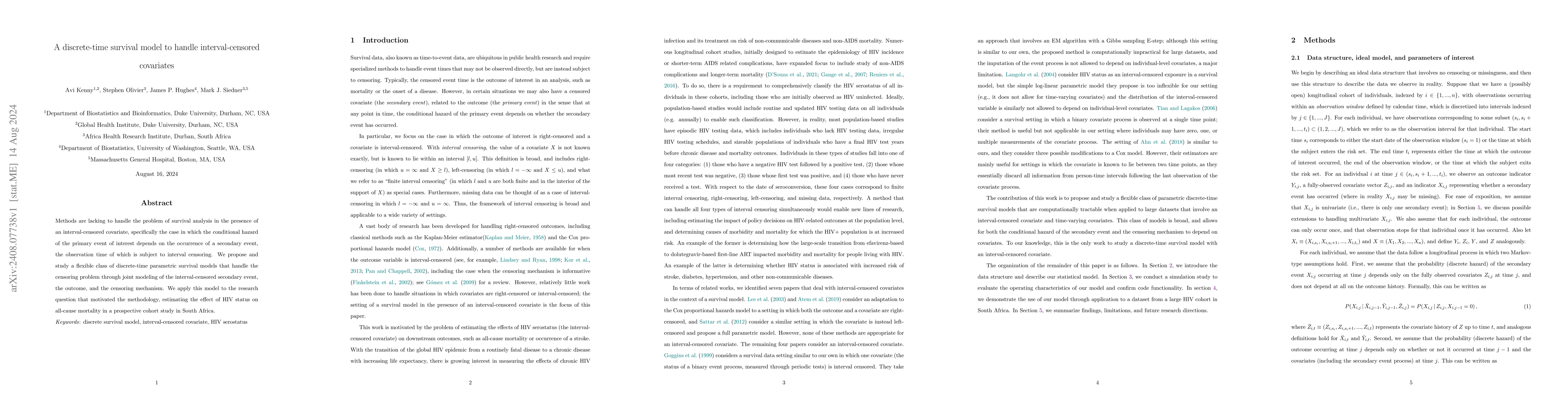 Thumbnail for A discrete-time survival model to handle interval-censored covariates