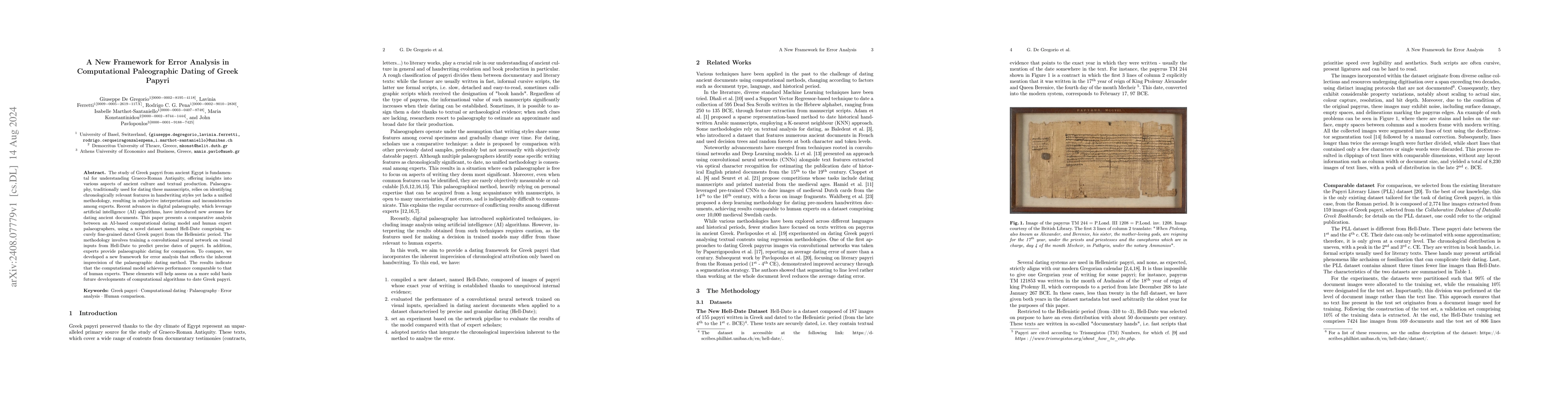 Thumbnail for A New Framework for Error Analysis in Computational Paleographic Dating
  of Greek Papyri