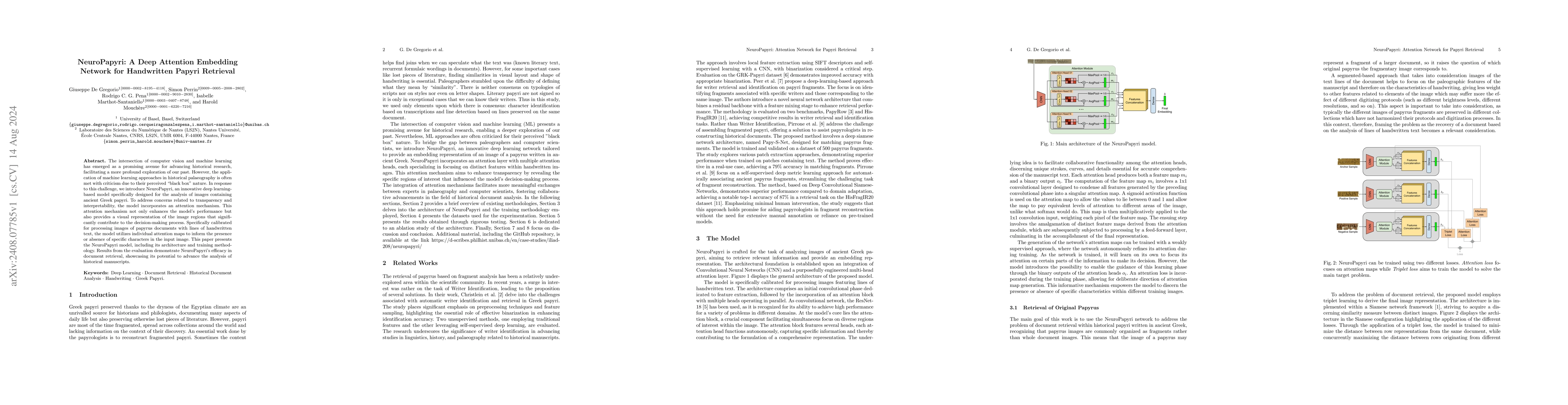 Thumbnail for NeuroPapyri: A Deep Attention Embedding Network for Handwritten Papyri
  Retrieval