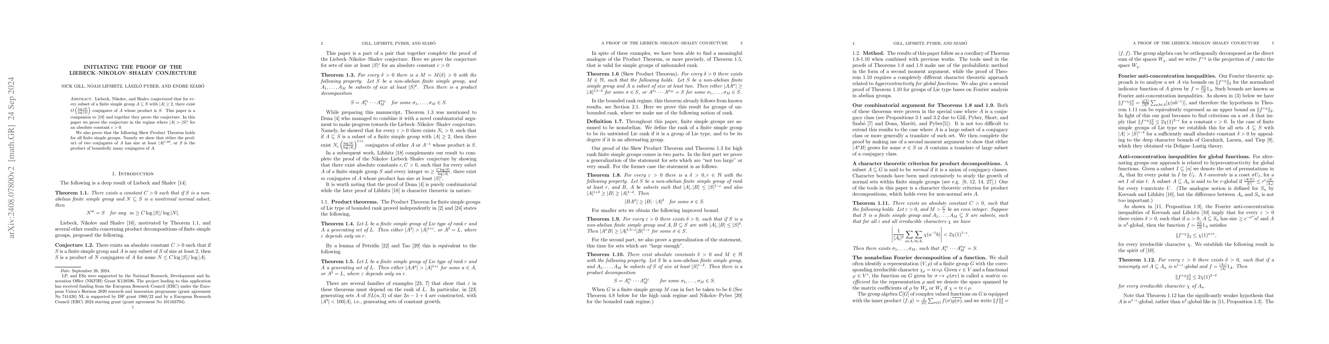 Thumbnail for Initiating the proof of the Liebeck--Nikolov--Shalev conjecture