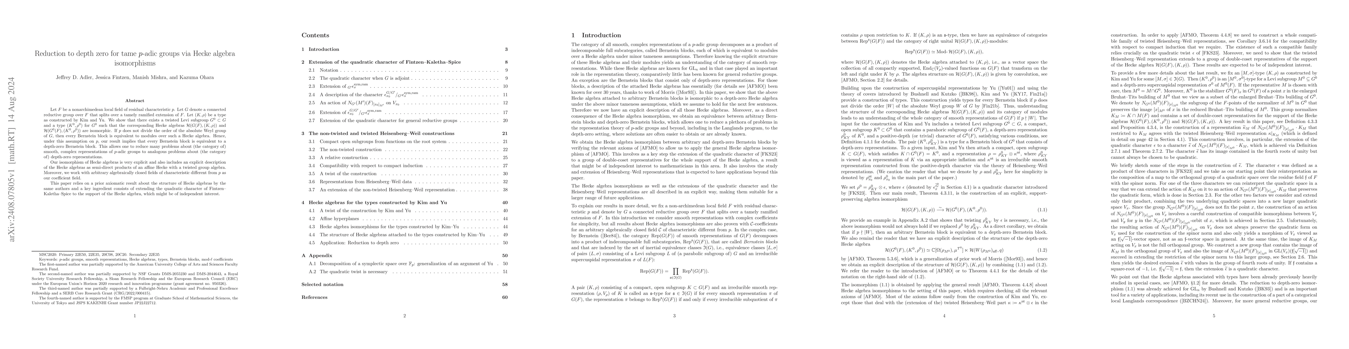 Thumbnail for Reduction to depth zero for tame p-adic groups via Hecke algebra
  isomorphisms