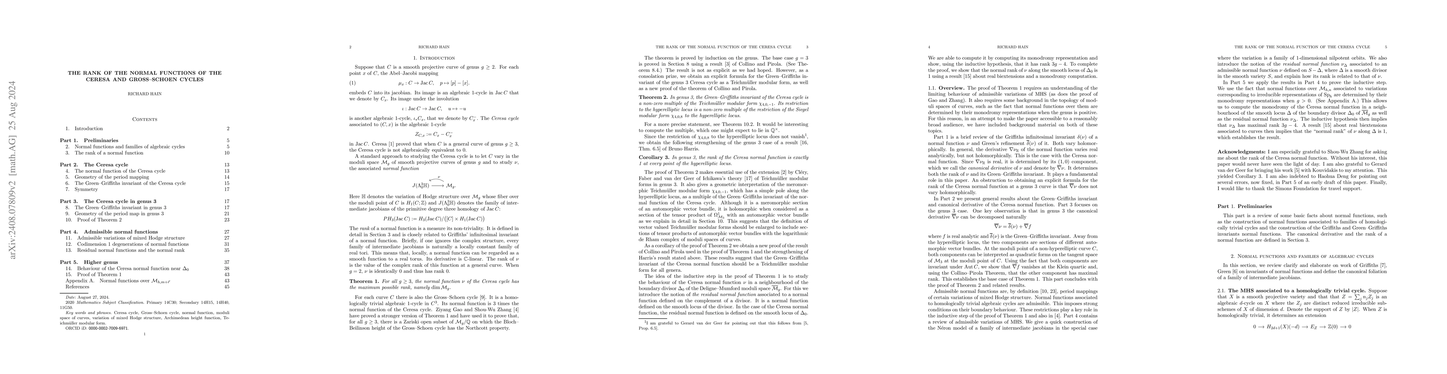 Thumbnail for The Rank of the Normal Functions of the Ceresa and Gross--Schoen Cycles