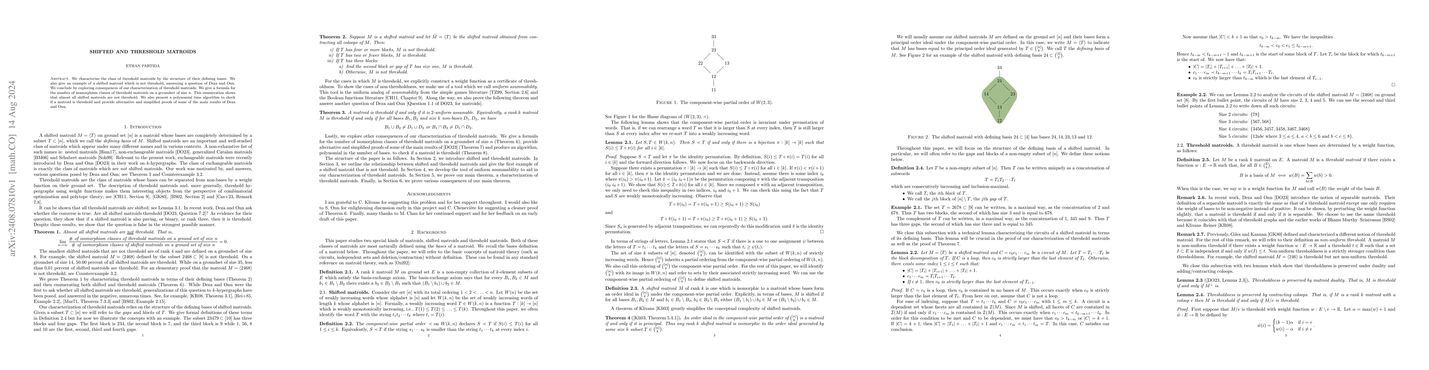 Thumbnail for Shifted and Threshold Matroids