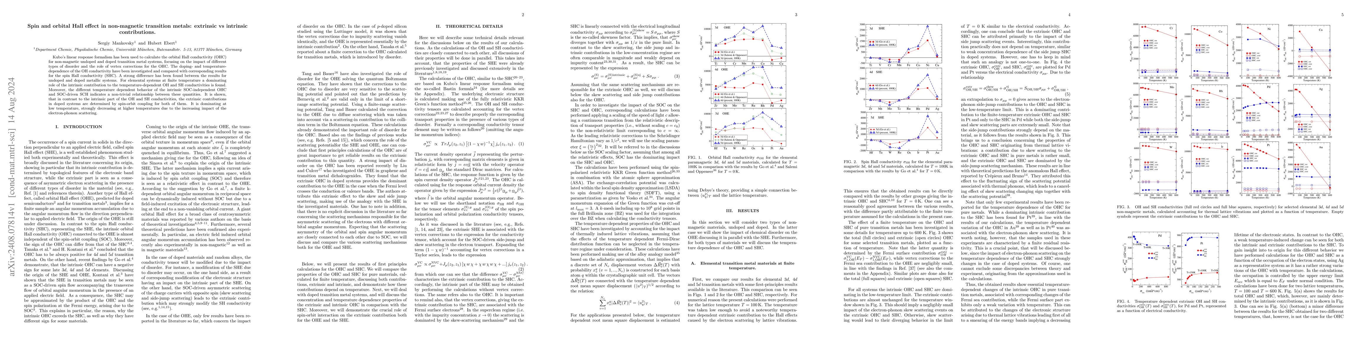 Thumbnail for Spin and orbital Hall effect in non-magnetic transition metals:
  extrinsic vs intrinsic contributions