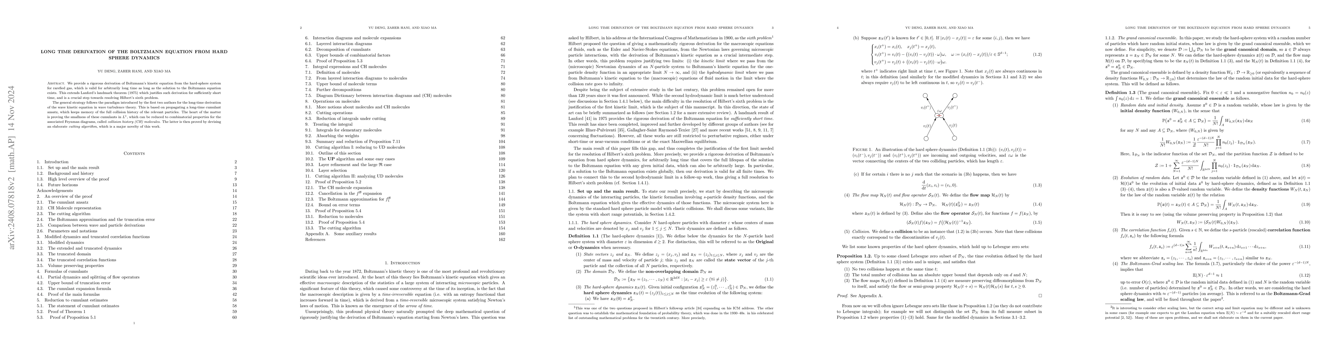 Thumbnail for Long time derivation of the Boltzmann equation from hard sphere dynamics