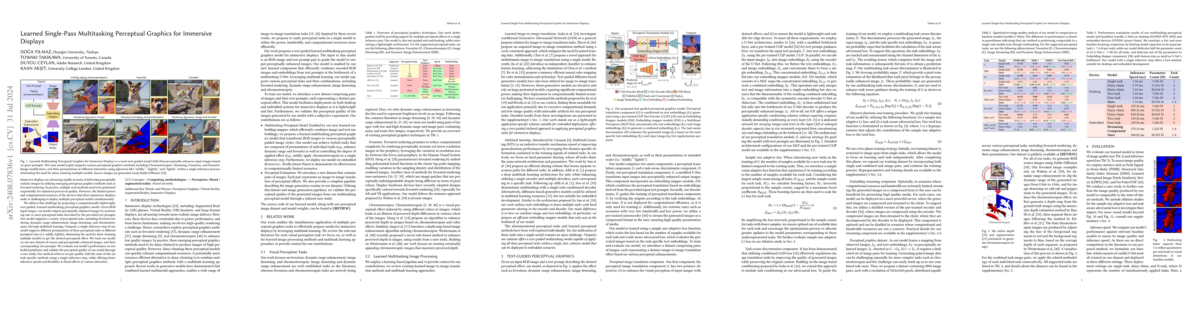Thumbnail for Learned Single-Pass Multitasking Perceptual Graphics for Immersive
  Displays