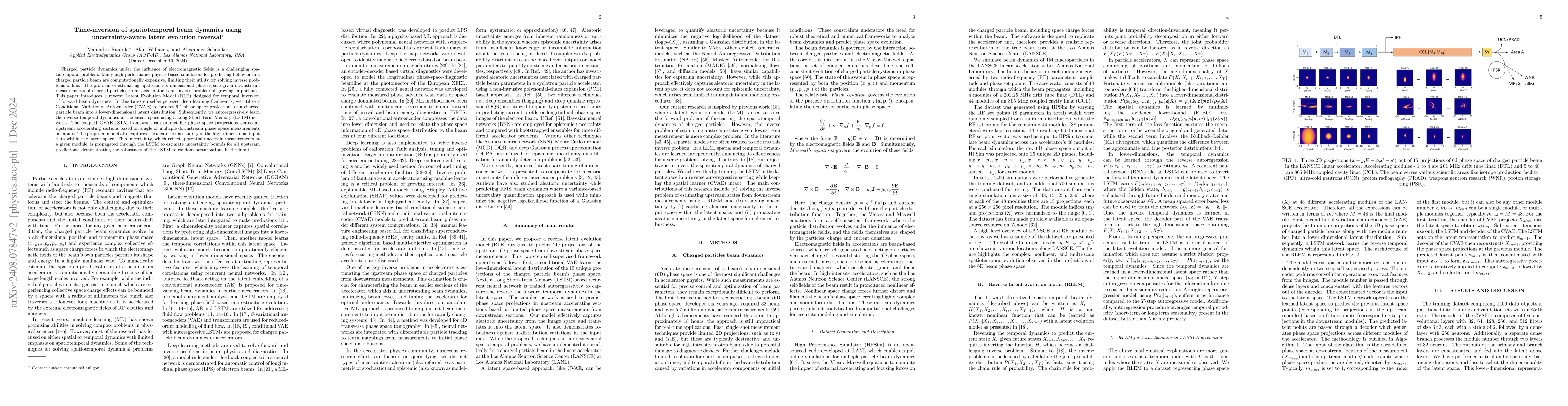 Thumbnail for Time-inversion of spatiotemporal beam dynamics using uncertainty-aware
  latent evolution reversal