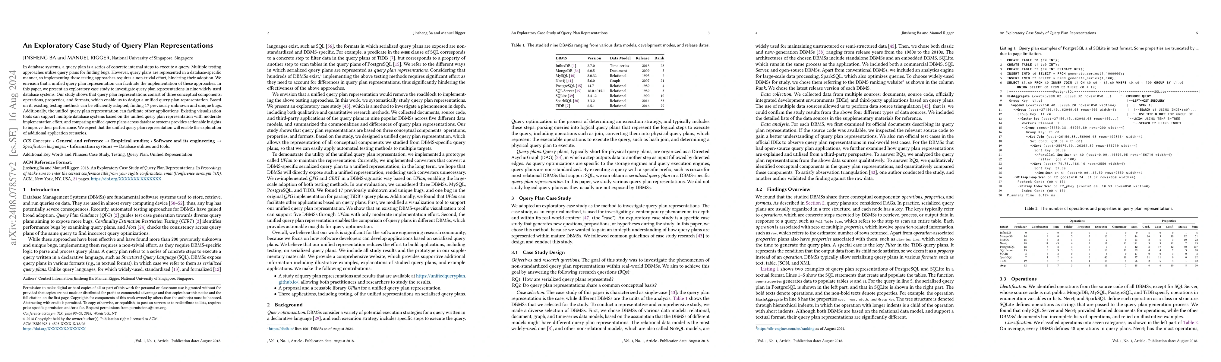 Thumbnail for An Exploratory Case Study of Query Plan Representations
