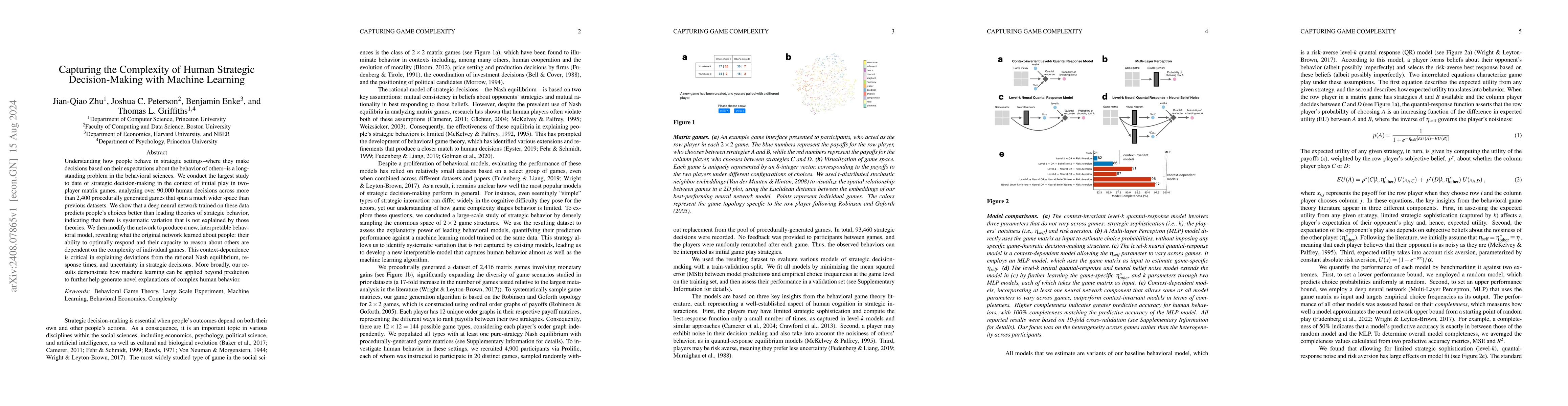 Thumbnail for Capturing the Complexity of Human Strategic Decision-Making with Machine
  Learning